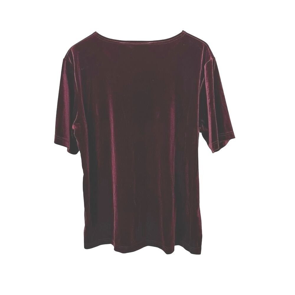Vintage Worthington Burgundy Red Velvet Womens Blouse 1X Pullover Vintage Gothic - Picture 4 of 5